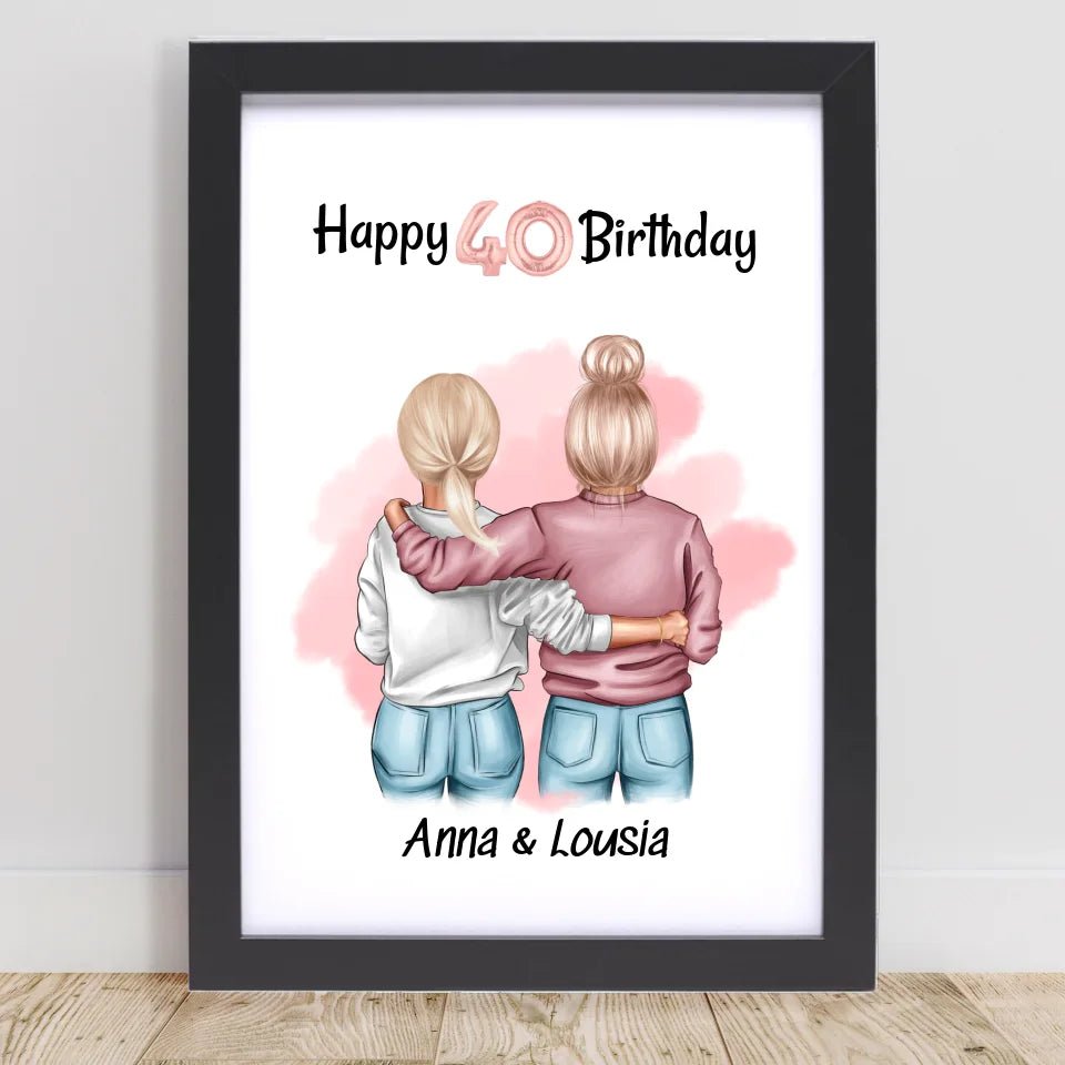 Beste Freundin 40 Geburtstag Geschenk Bild/Poster/Karte personalisiert - Cantty