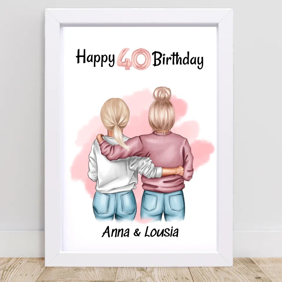 Beste Freundin 40 Geburtstag Geschenk Bild/Poster/Karte personalisiert - Cantty