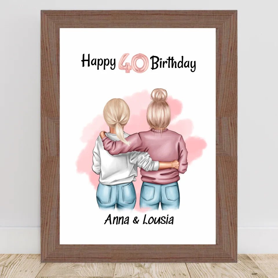 Beste Freundin 40 Geburtstag Geschenk Bild/Poster/Karte personalisiert - Cantty