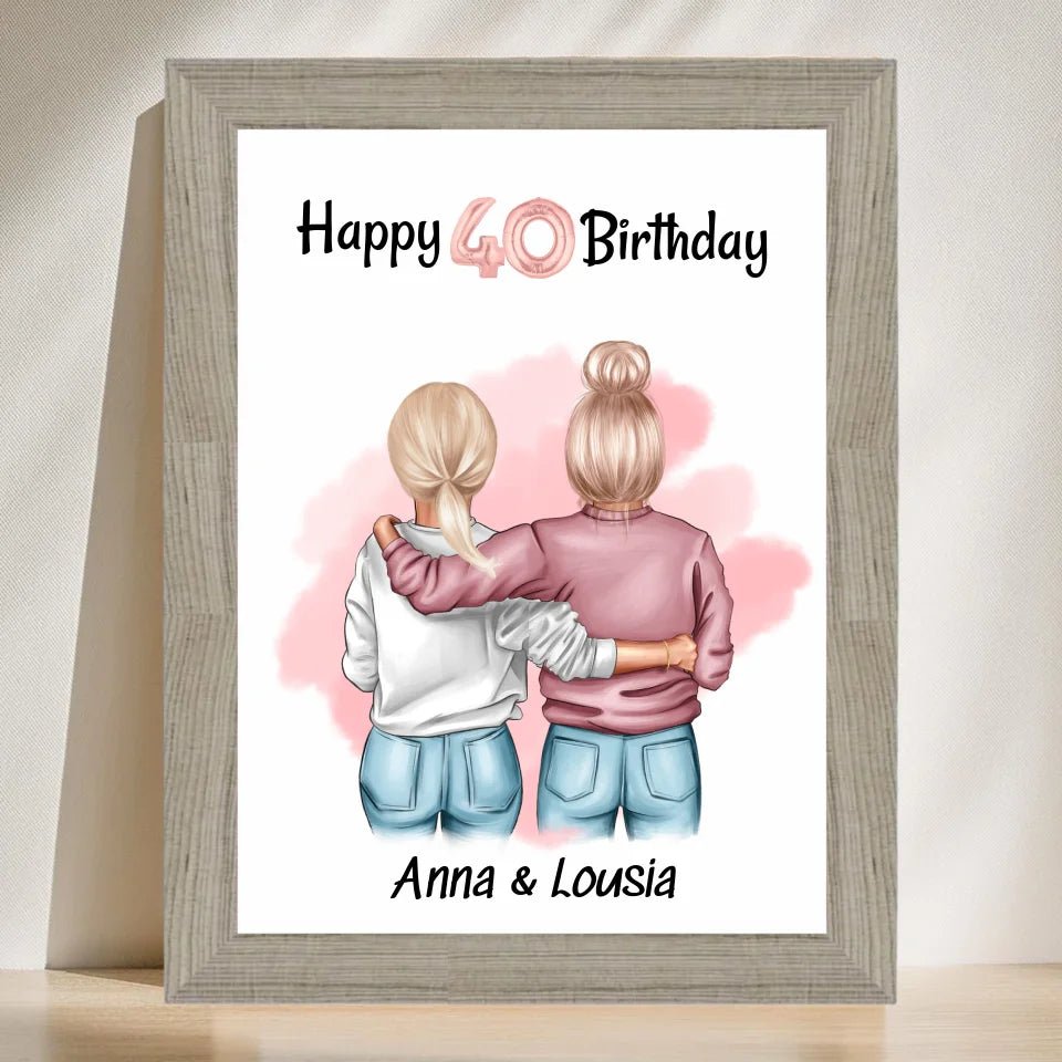 Beste Freundin 40 Geburtstag Geschenk Bild/Poster/Karte personalisiert - Cantty