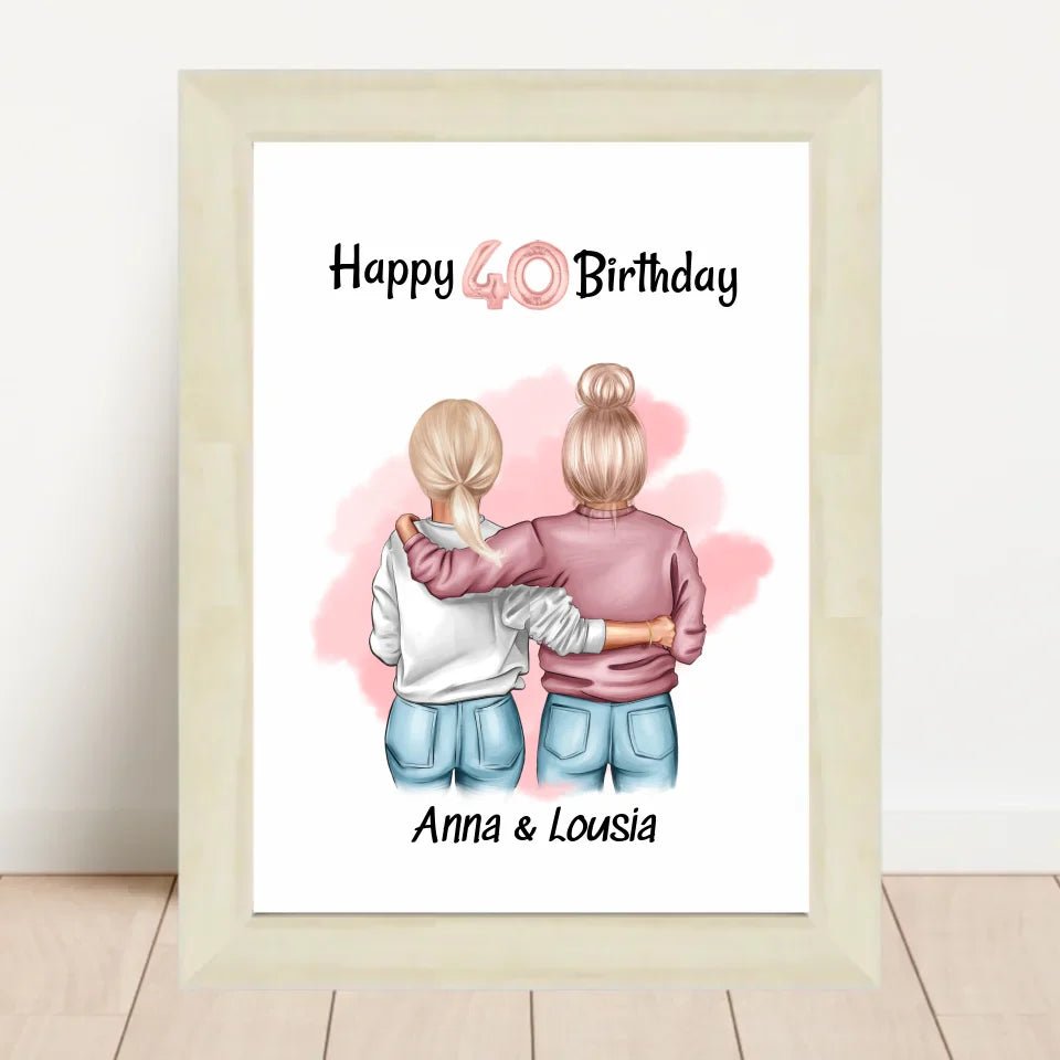 Beste Freundin 40 Geburtstag Geschenk Bild/Poster/Karte personalisiert - Cantty