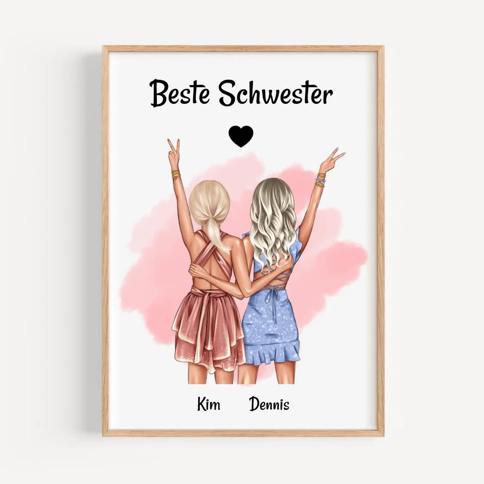 Last Minute Geschenk Schwester Bild personalisiert - Cantty