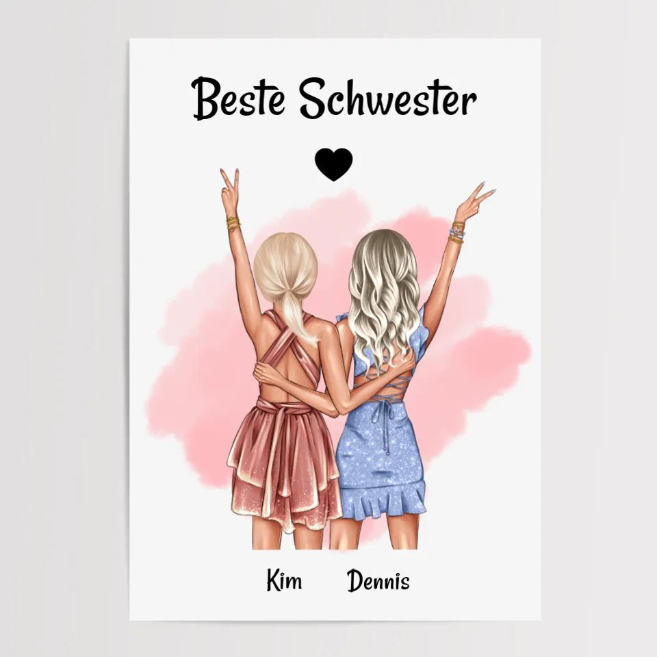 Last Minute Geschenk Schwester Bild personalisiert - Cantty