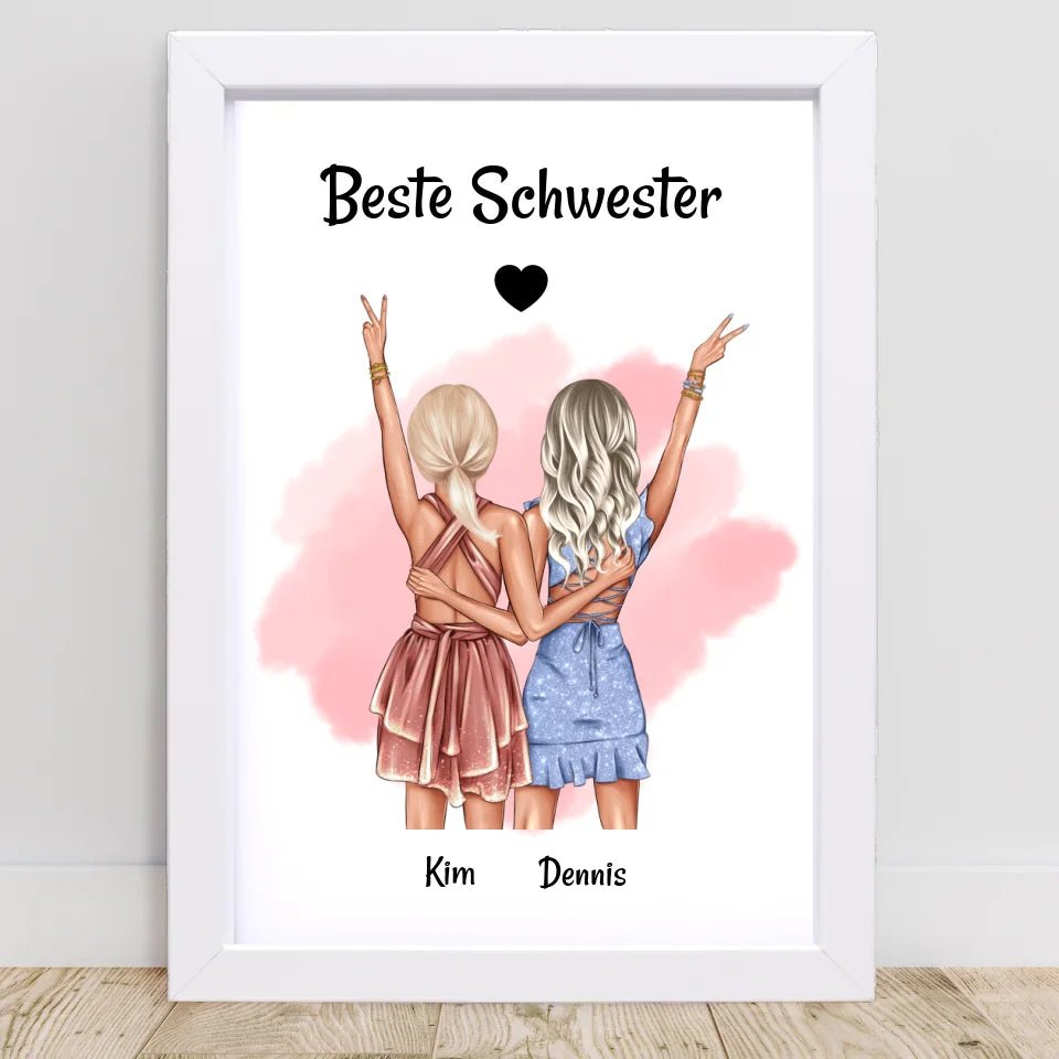 Last Minute Geschenk Schwester Bild personalisiert - Cantty