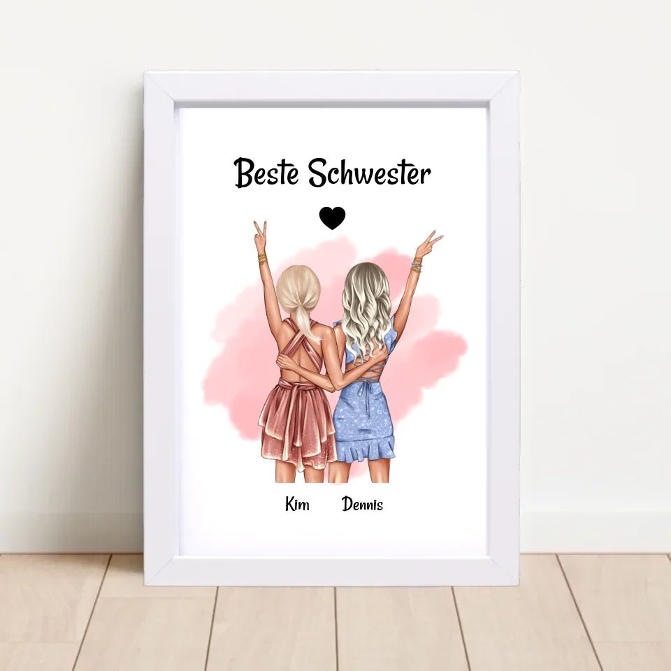 Last Minute Geschenk Schwester Bild personalisiert - Cantty