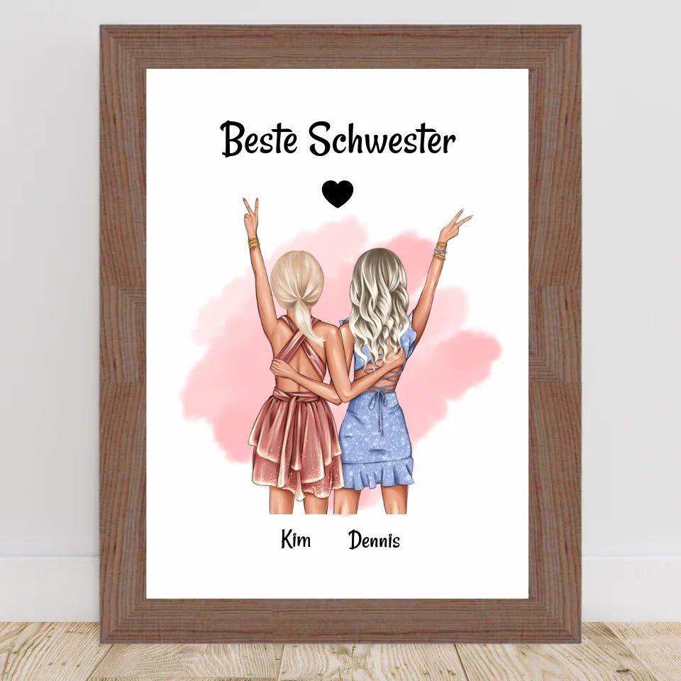 Last Minute Geschenk Schwester Bild personalisiert - Cantty