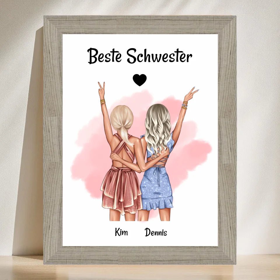 Last Minute Geschenk Schwester Bild personalisiert - Cantty