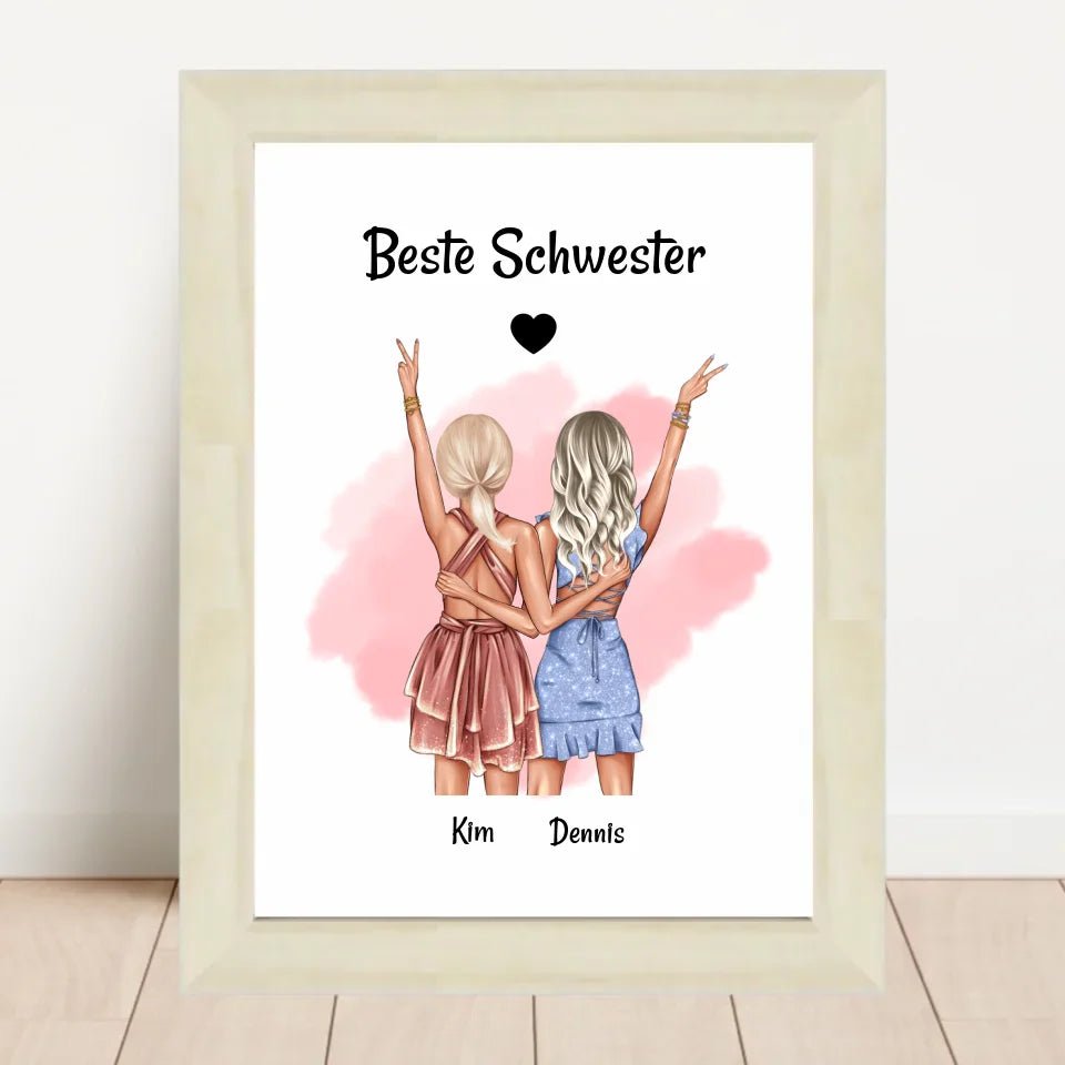 Last Minute Geschenk Schwester Bild personalisiert - Cantty