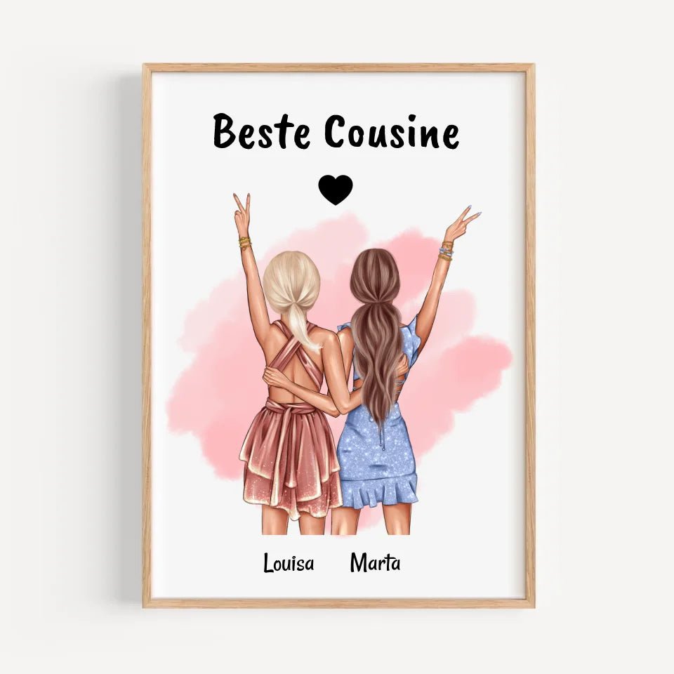 Last Minute Geschenk Cousine Bild personalisiert - Cantty