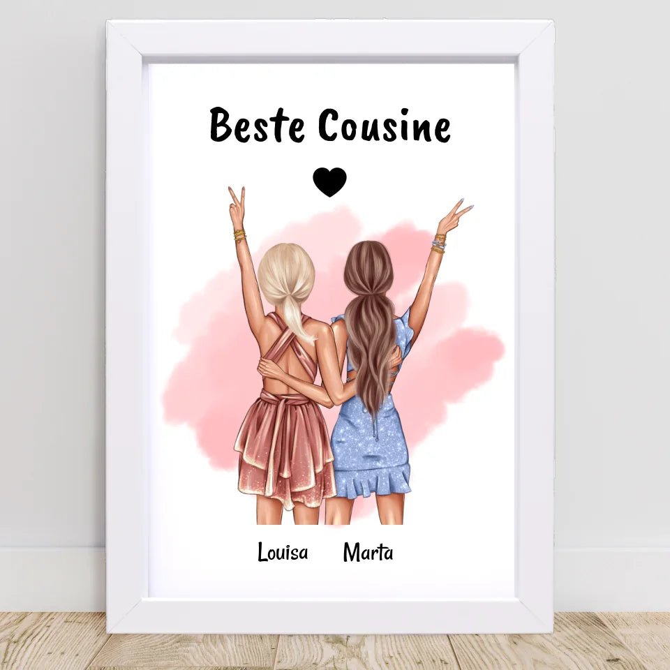 Last Minute Geschenk Cousine Bild personalisiert - Cantty
