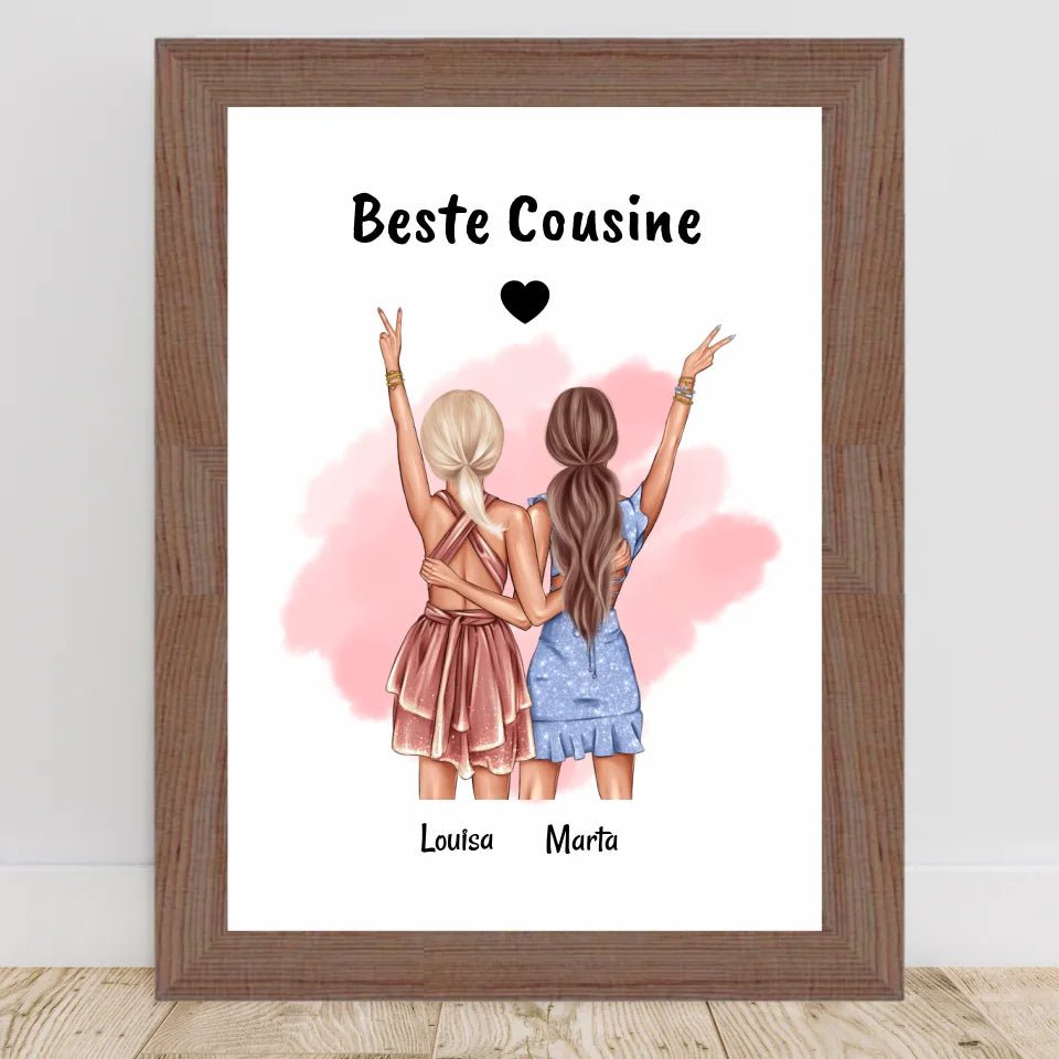 Last Minute Geschenk Cousine Bild personalisiert - Cantty