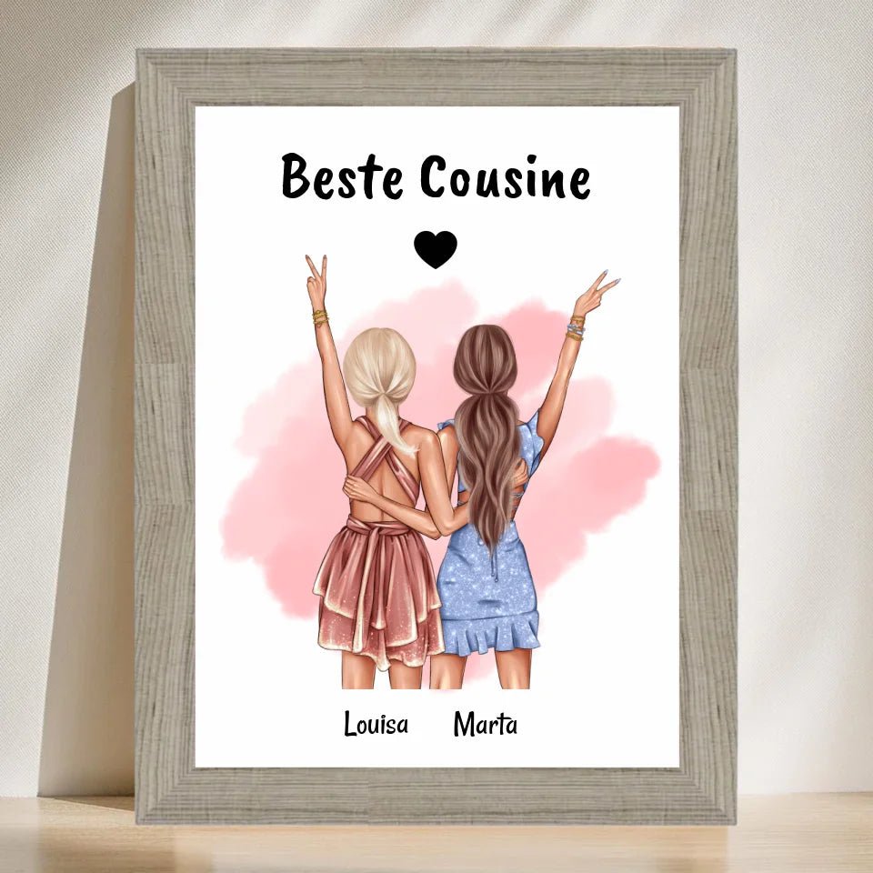 Last Minute Geschenk Cousine Bild personalisiert - Cantty