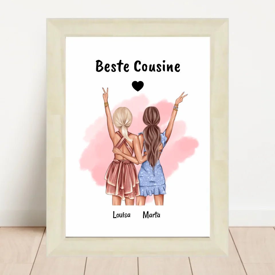 Last Minute Geschenk Cousine Bild personalisiert - Cantty