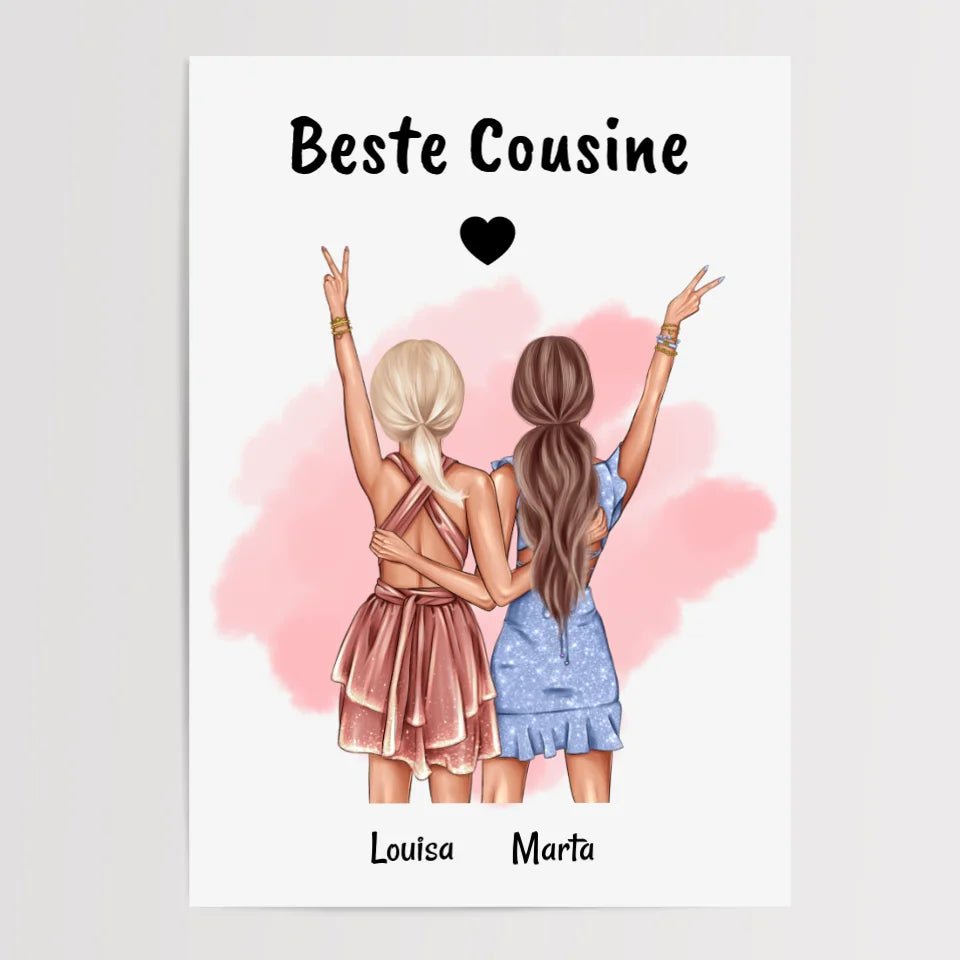 Last Minute Geschenk Cousine Bild personalisiert - Cantty