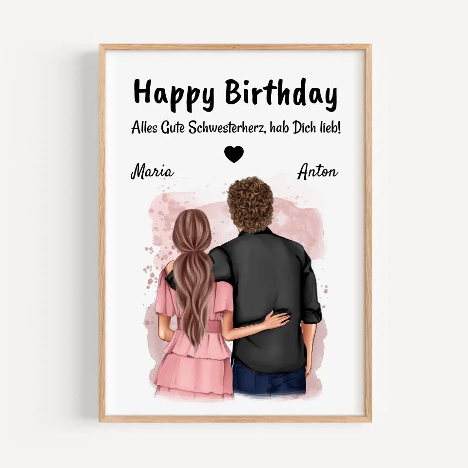 Schwester Bruder Geburtstag Geschenk Bild - Cantty