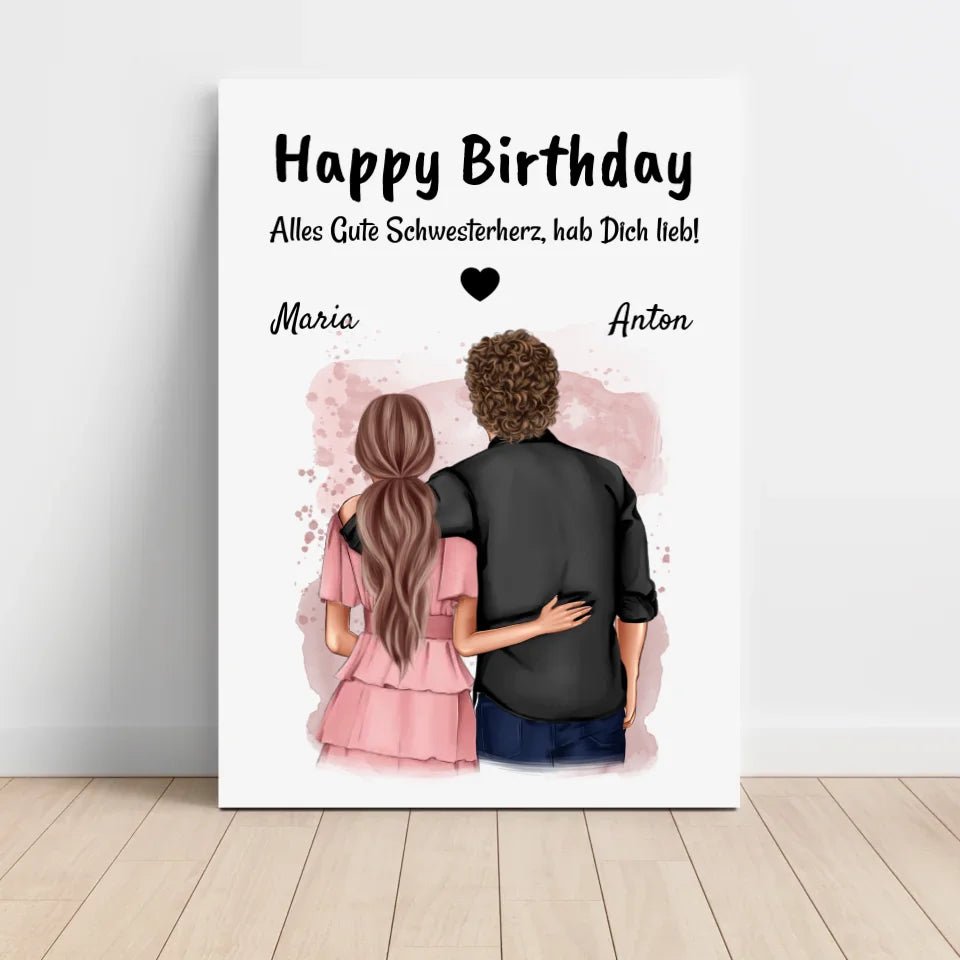 Schwester Bruder Geburtstag Geschenk Bild - Cantty