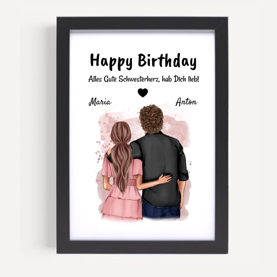 Schwester Bruder Geburtstag Geschenk Bild - Cantty