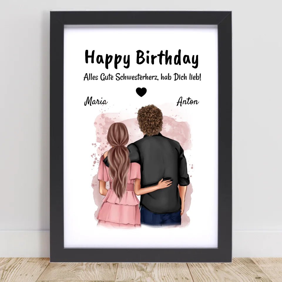 Schwester Bruder Geburtstag Geschenk Bild - Cantty