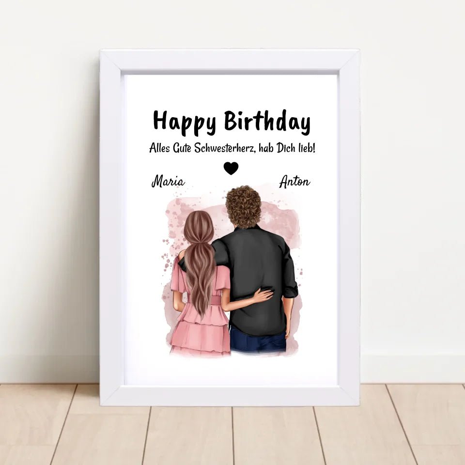 Schwester Bruder Geburtstag Geschenk Bild - Cantty