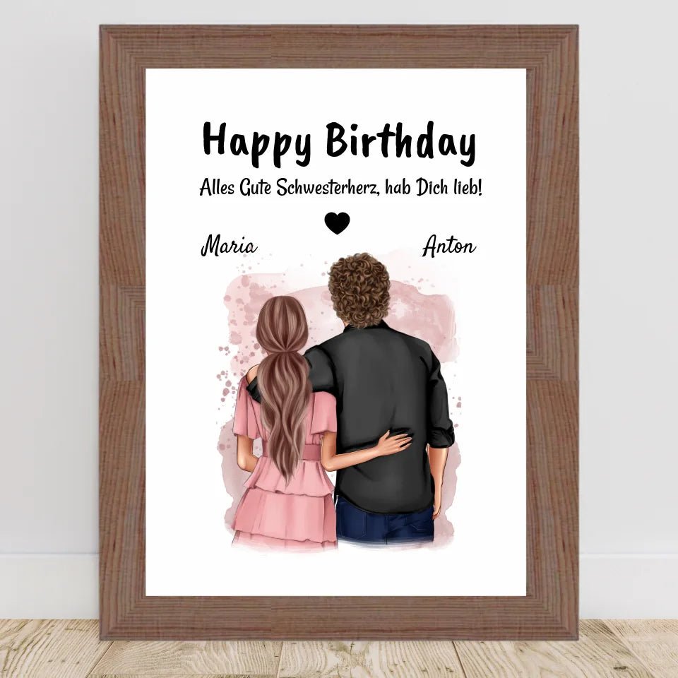 Schwester Bruder Geburtstag Geschenk Bild - Cantty