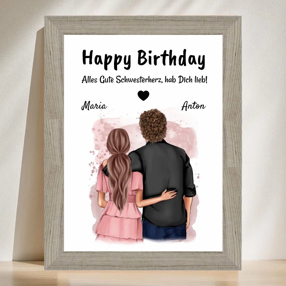 Schwester Bruder Geburtstag Geschenk Bild - Cantty