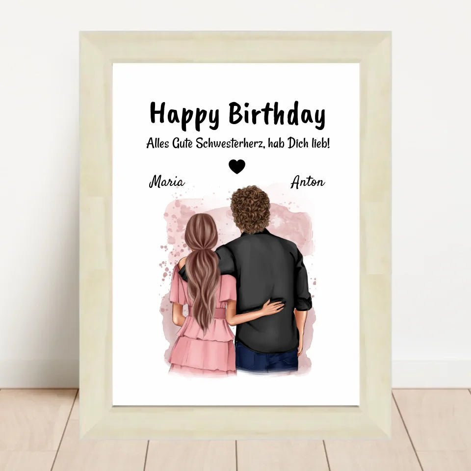 Schwester Bruder Geburtstag Geschenk Bild - Cantty