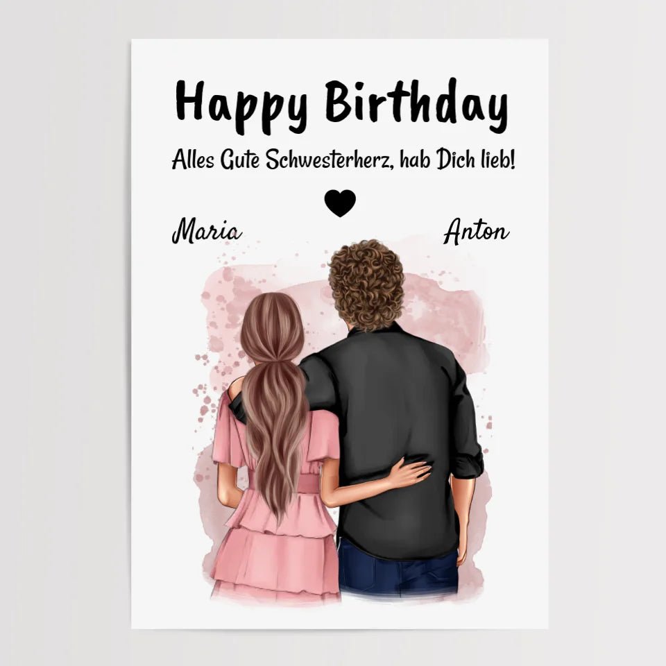 Schwester Bruder Geburtstag Geschenk Bild - Cantty