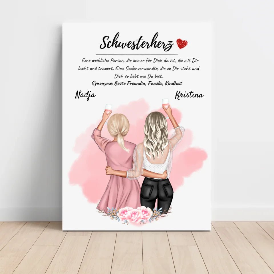 Große Schwester kleine Schwester Poster Geschenk personalisiert - Cantty