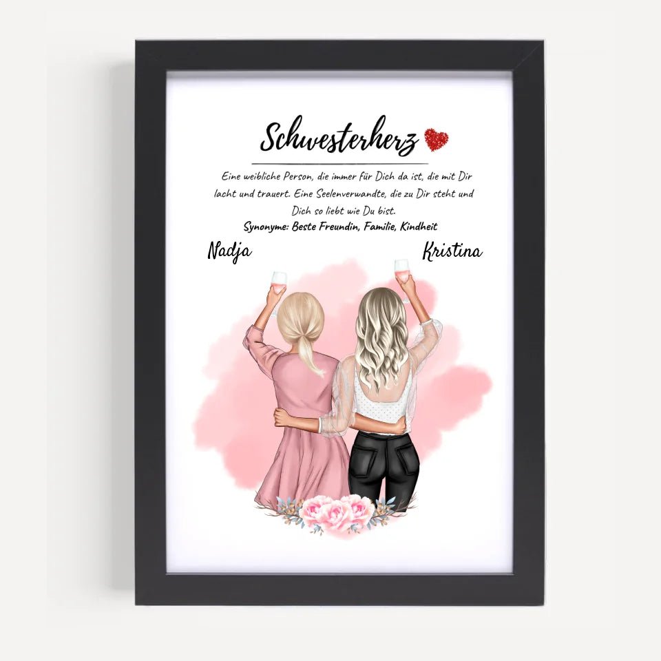 Große Schwester kleine Schwester Poster Geschenk personalisiert - Cantty