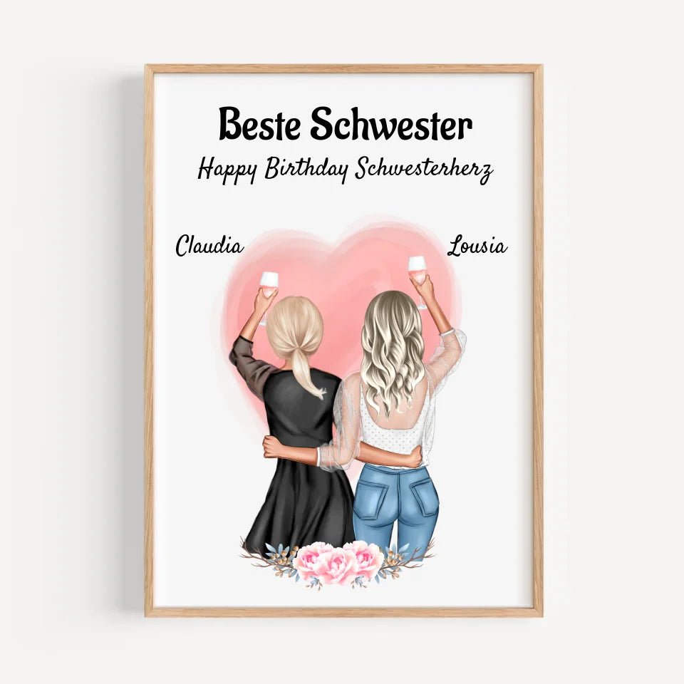 Geschenk für große Schwester Geburtstag Bild personalisiert - Cantty