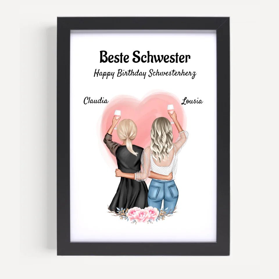 Geschenk für große Schwester Geburtstag Bild personalisiert - Cantty