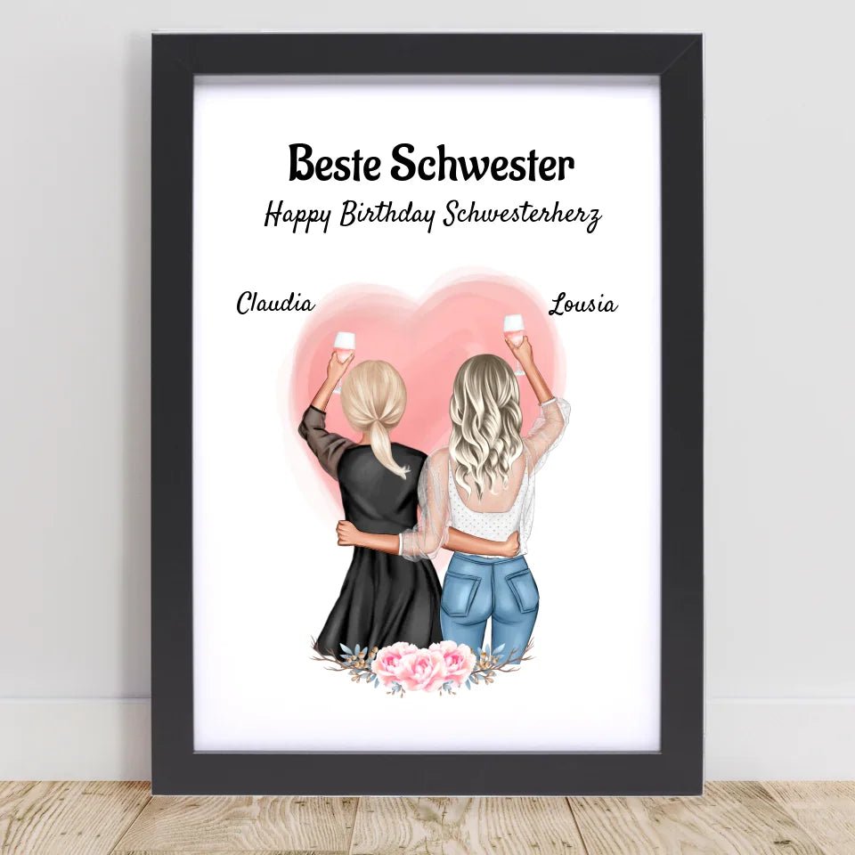 Geschenk für große Schwester Geburtstag Bild personalisiert - Cantty