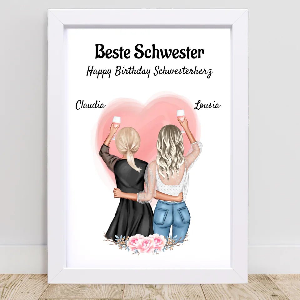 Geschenk für große Schwester Geburtstag Bild personalisiert - Cantty