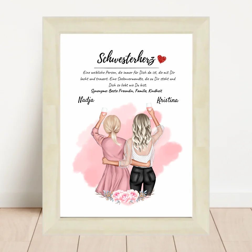 Große Schwester kleine Schwester Poster Geschenk personalisiert - Cantty
