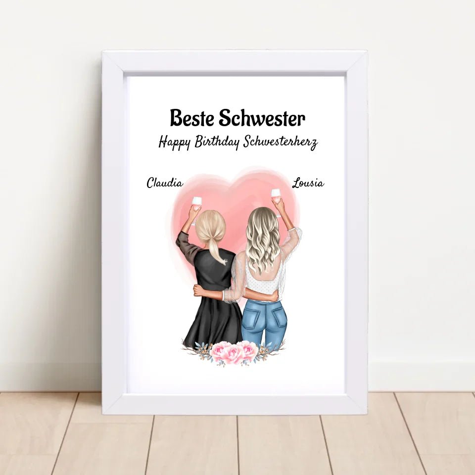 Geschenk für große Schwester Geburtstag Bild personalisiert - Cantty