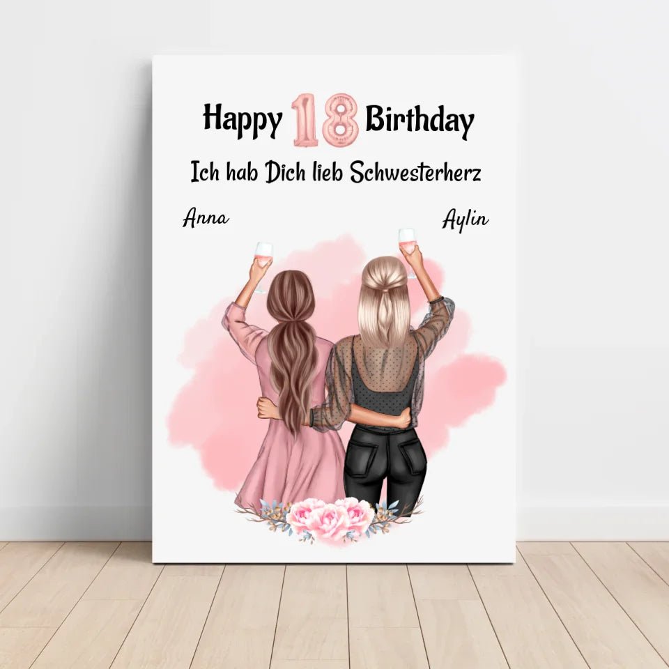 Schwester Geburtstagsgeschenk Poster personalisiert - Cantty