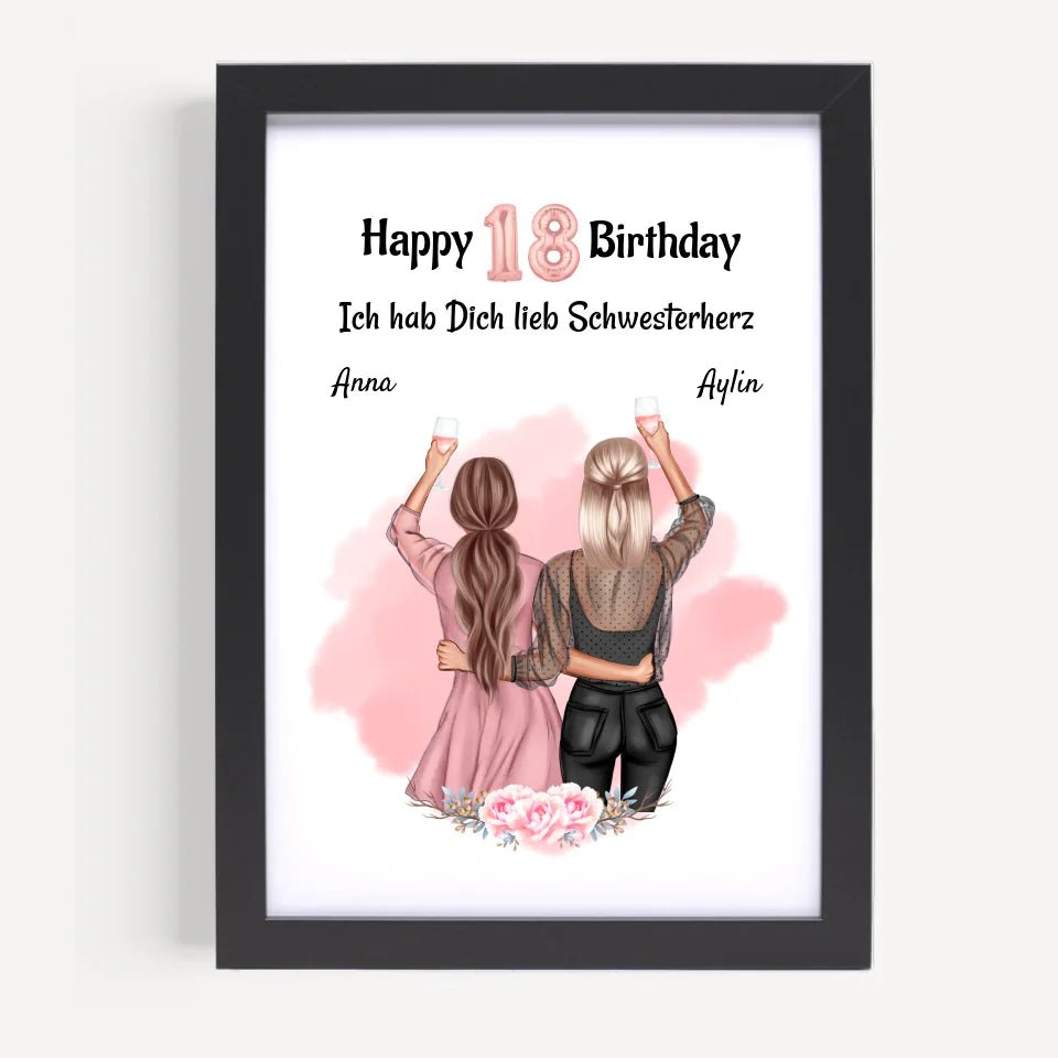 Schwester Geburtstagsgeschenk Poster personalisiert - Cantty