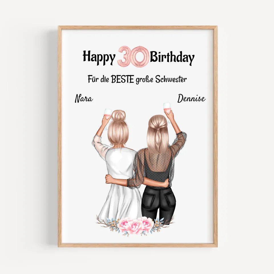 30 Geburtstag Geschenk Poster für Schwester personalisiert - Cantty