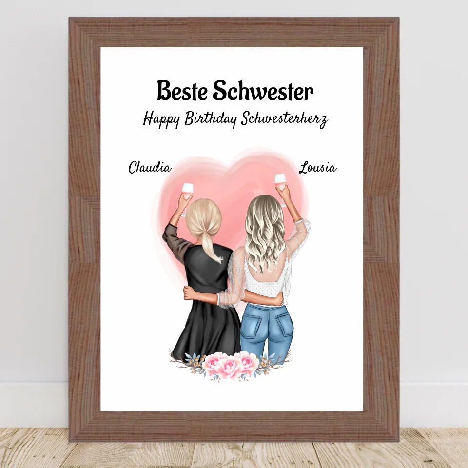 Geschenk für große Schwester Geburtstag Bild personalisiert - Cantty