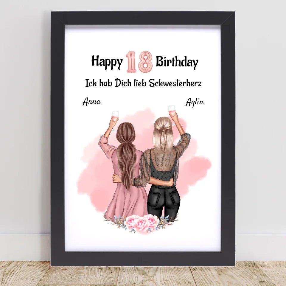 Schwester Geburtstagsgeschenk Poster personalisiert - Cantty