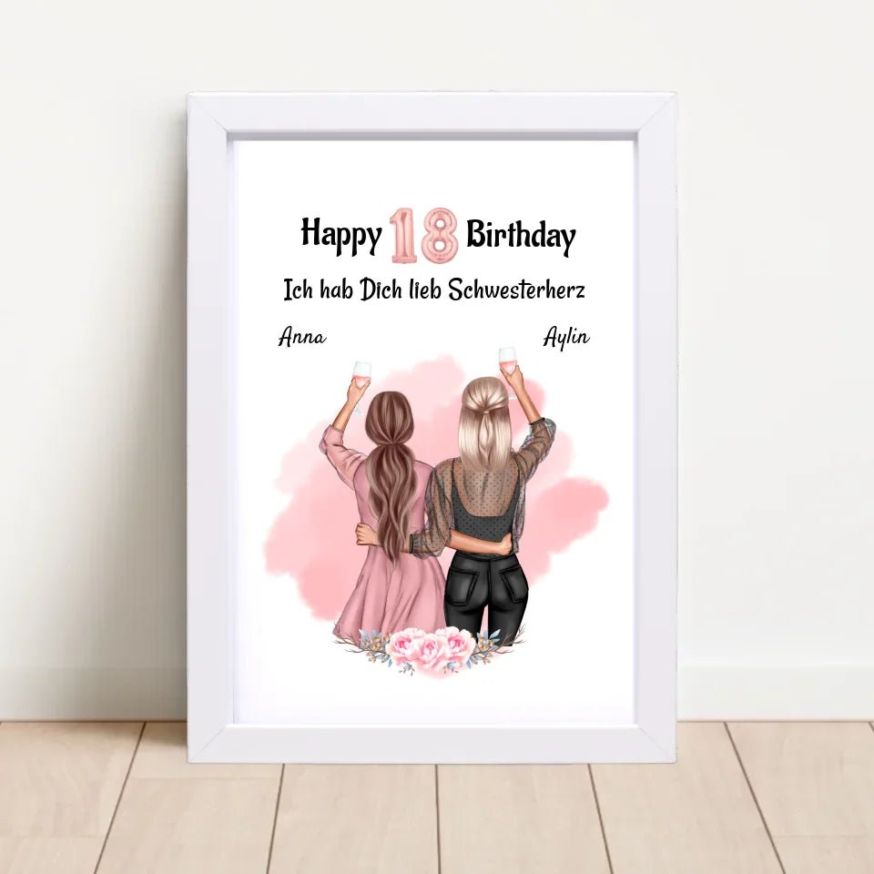 Schwester Geburtstagsgeschenk Poster personalisiert - Cantty