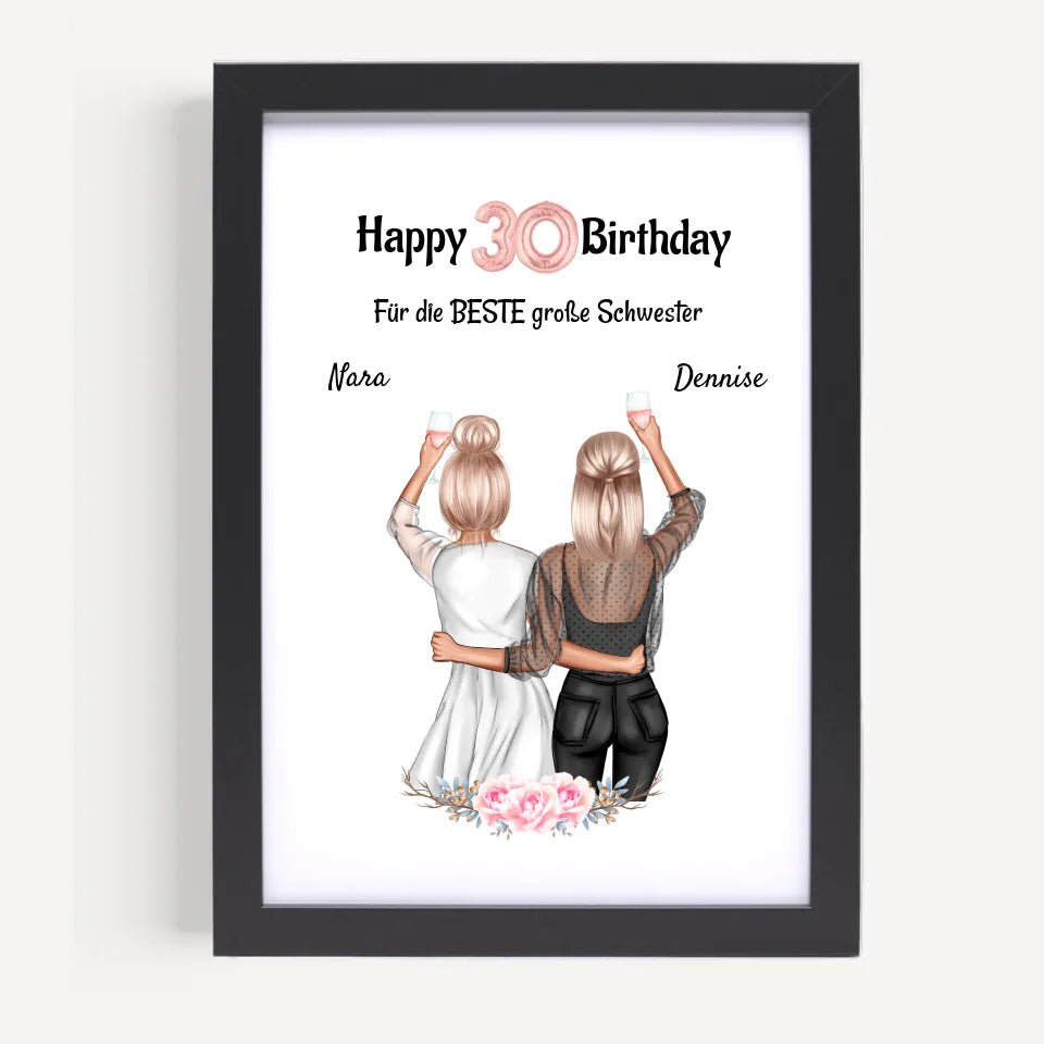 30 Geburtstag Geschenk Poster für Schwester personalisiert - Cantty