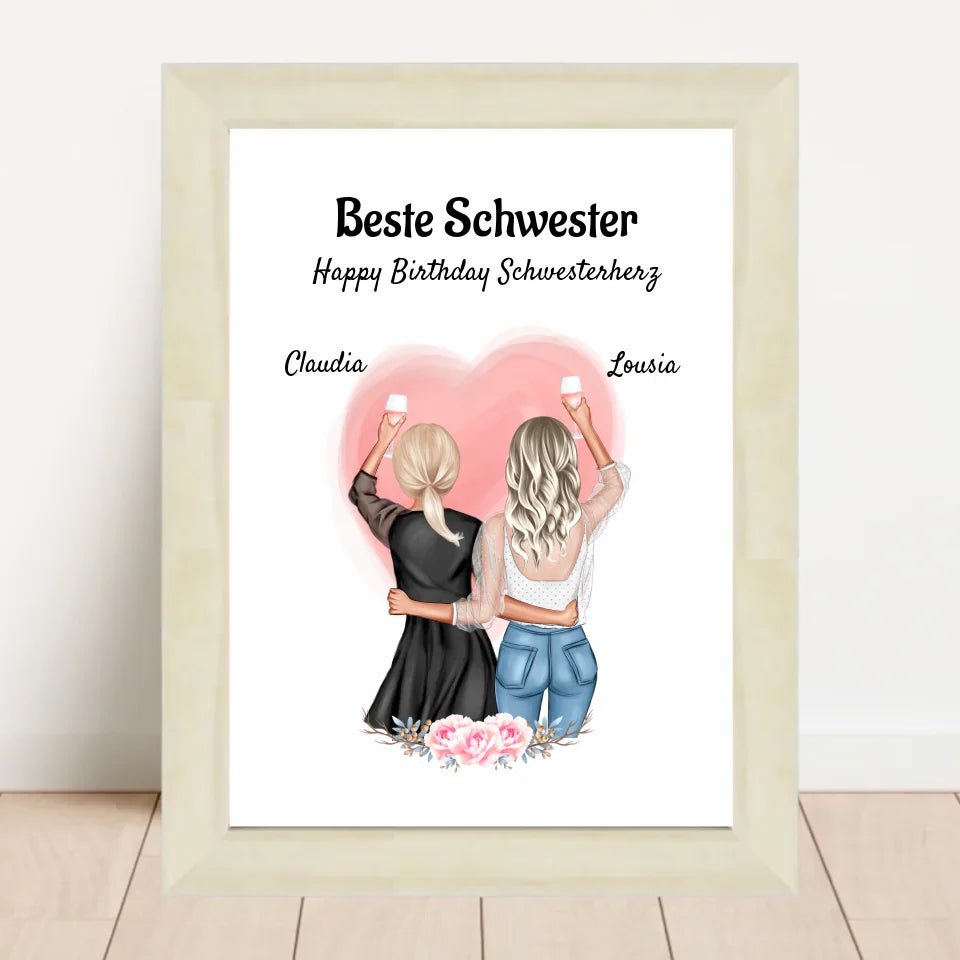 Geschenk für große Schwester Geburtstag Bild personalisiert - Cantty