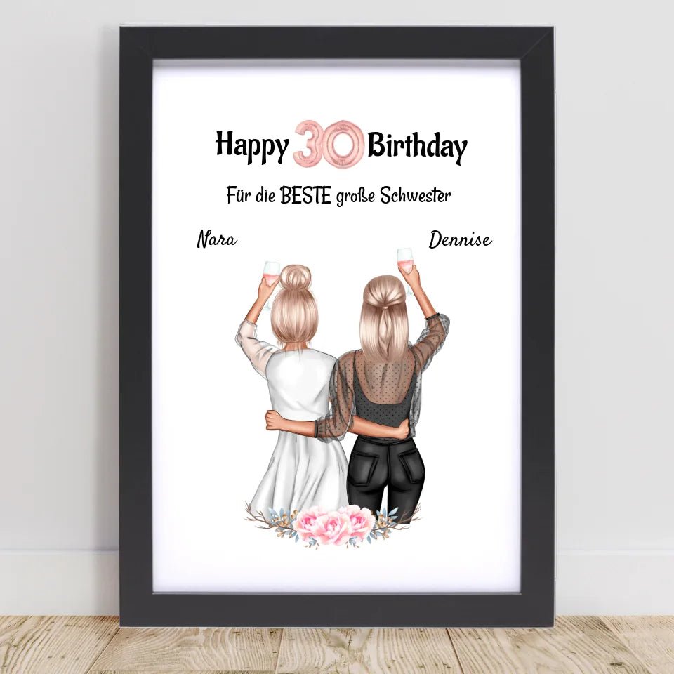 30 Geburtstag Geschenk Poster für Schwester personalisiert - Cantty