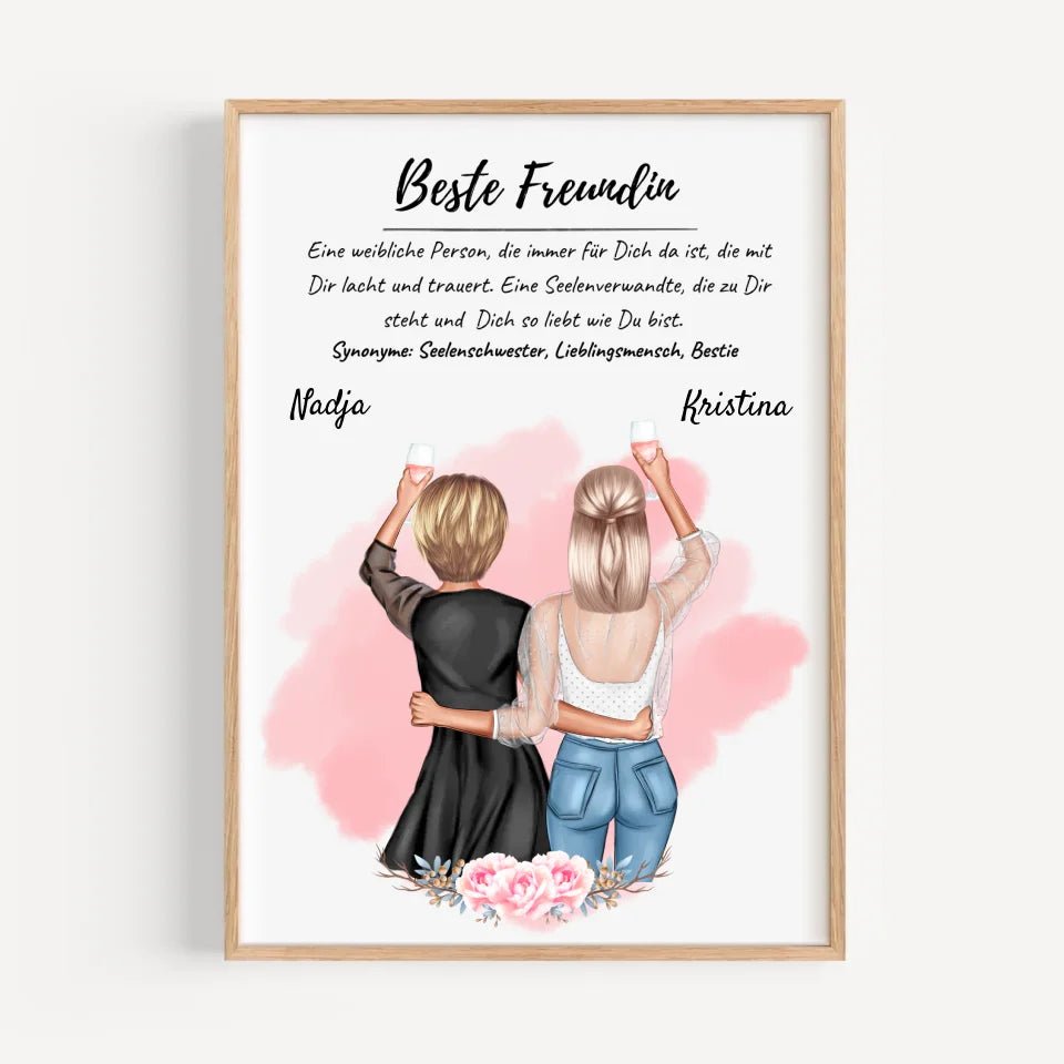 Beste Freundin Poster Geschenk personalisiert für 2 Personen - Cantty
