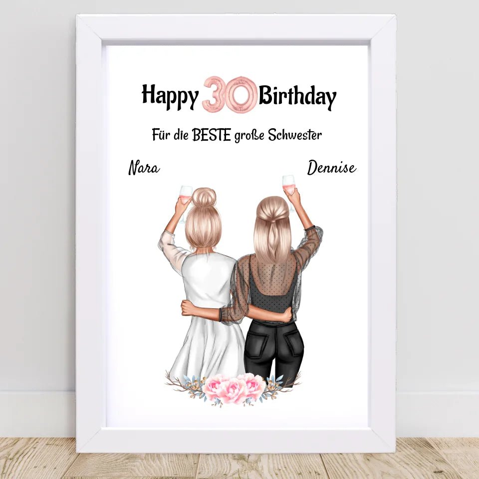 30 Geburtstag Geschenk Poster für Schwester personalisiert - Cantty