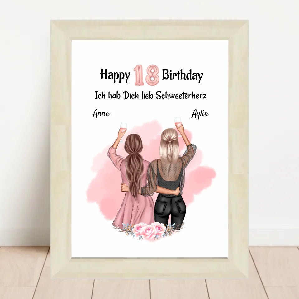 Schwester Geburtstagsgeschenk Poster personalisiert - Cantty