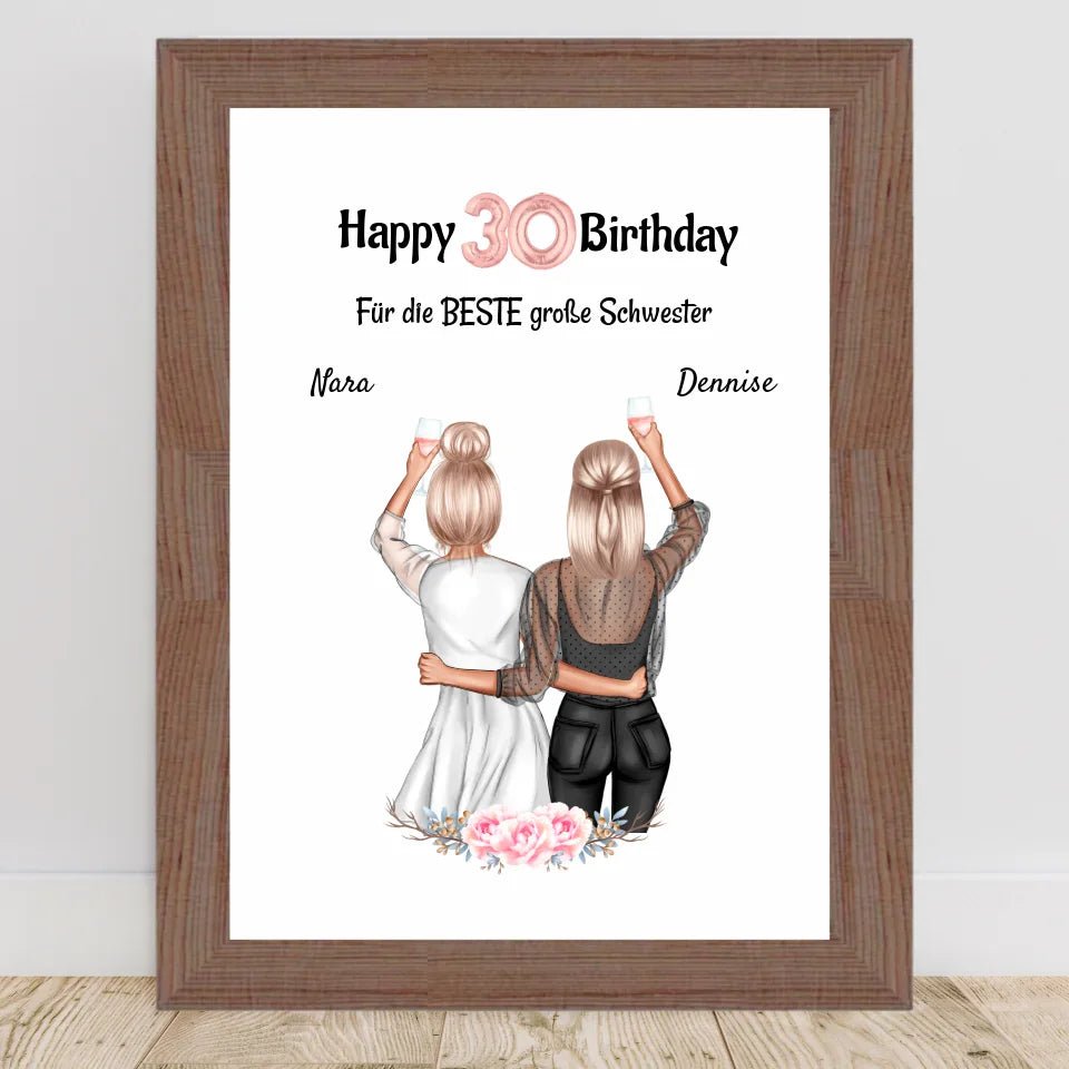 30 Geburtstag Geschenk Poster für Schwester personalisiert - Cantty