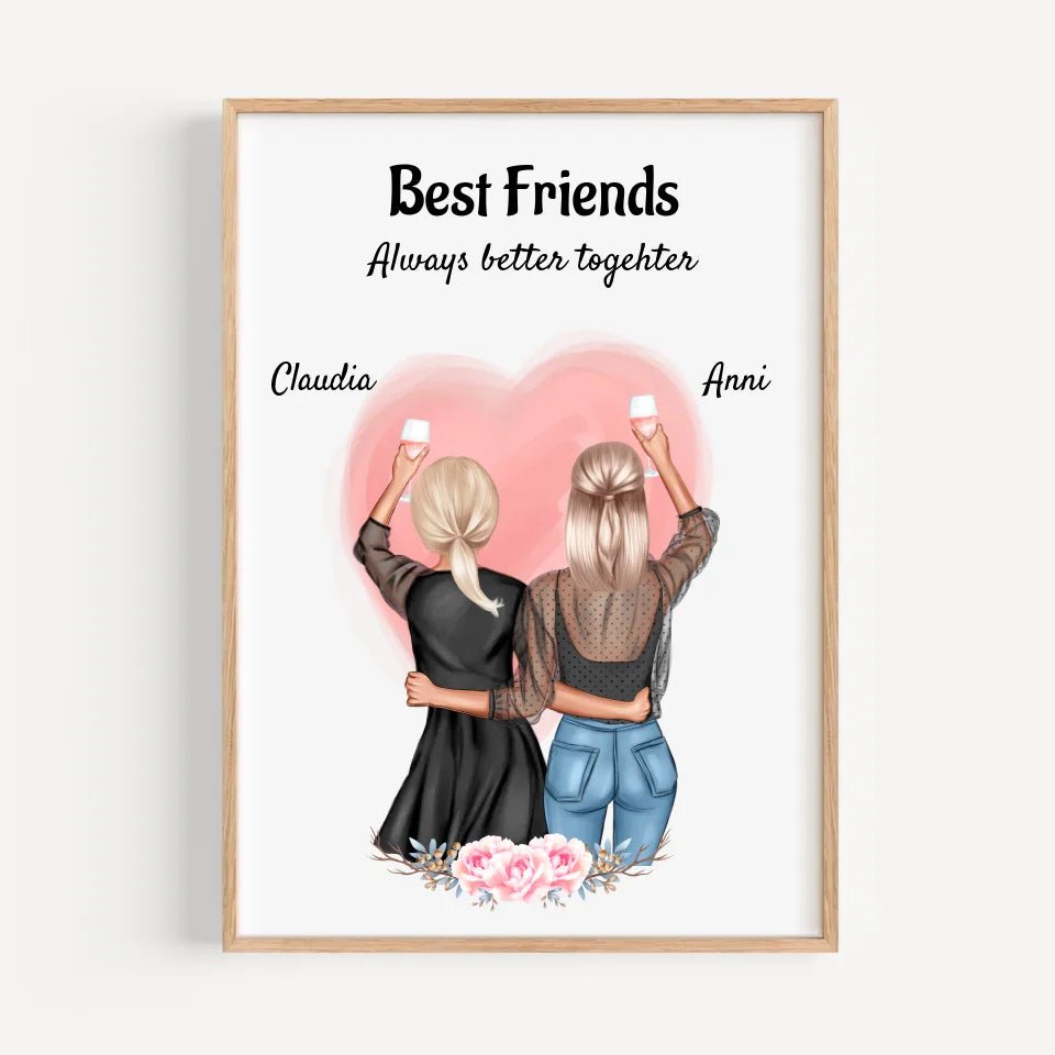 2 Freundinnen Poster Geschenk personalisiert - Cantty
