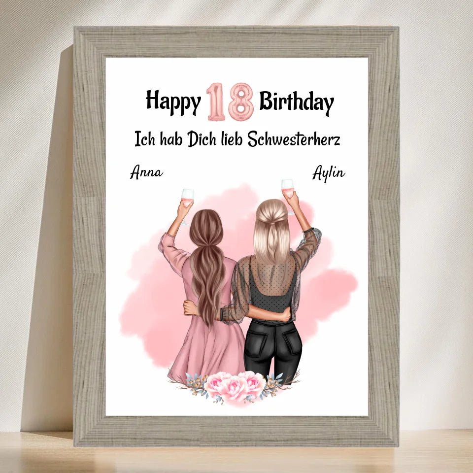 Schwester Geburtstagsgeschenk Poster personalisiert - Cantty